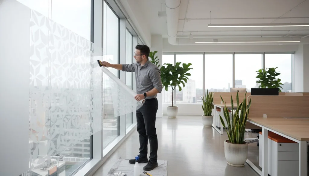 privacy window film installation